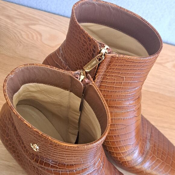 Jimmy Choo Minori 85 Cuoio Brown Embossed Leather Boots Women’s 40 US 10 - Picture 16 of 16